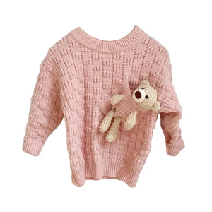 Knitted Pocket Teddy Bear Sweater (Square Pattern)