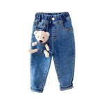 Load image into Gallery viewer, Pocket Teddy Bear Denim Jogger Pants
