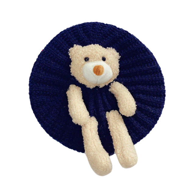 Pocket Teddy Bear Knitted Hat