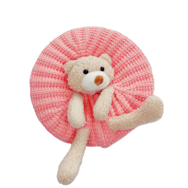 Pocket Teddy Bear Knitted Hat