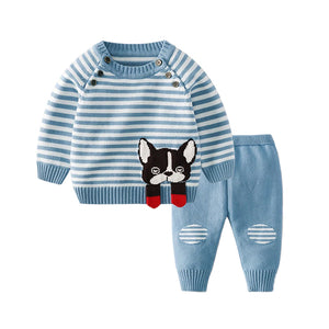 Knitted Puppy Sweater Set