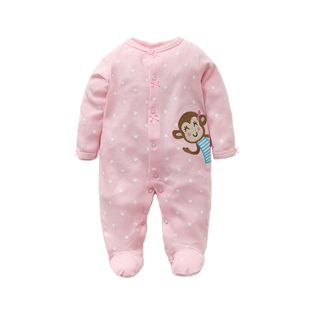 Polka Dot Monkey Footed Sleepsuit